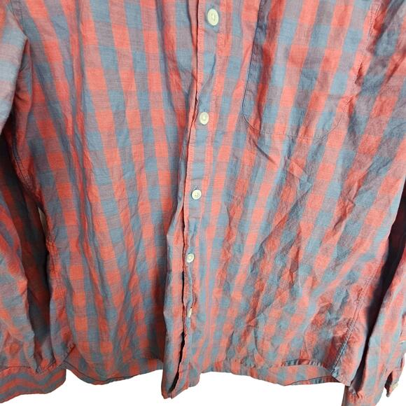 Bonobos Shirt Red Blue Checker Dress Shirt Button Down Long Sleeve Men M - Picture 3 of 8